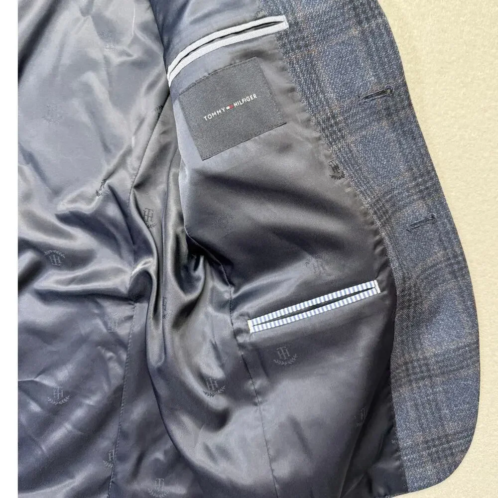 Tommy Hilfiger Men's Modern-Fit Check Sport Coat navy/brown 36S $295